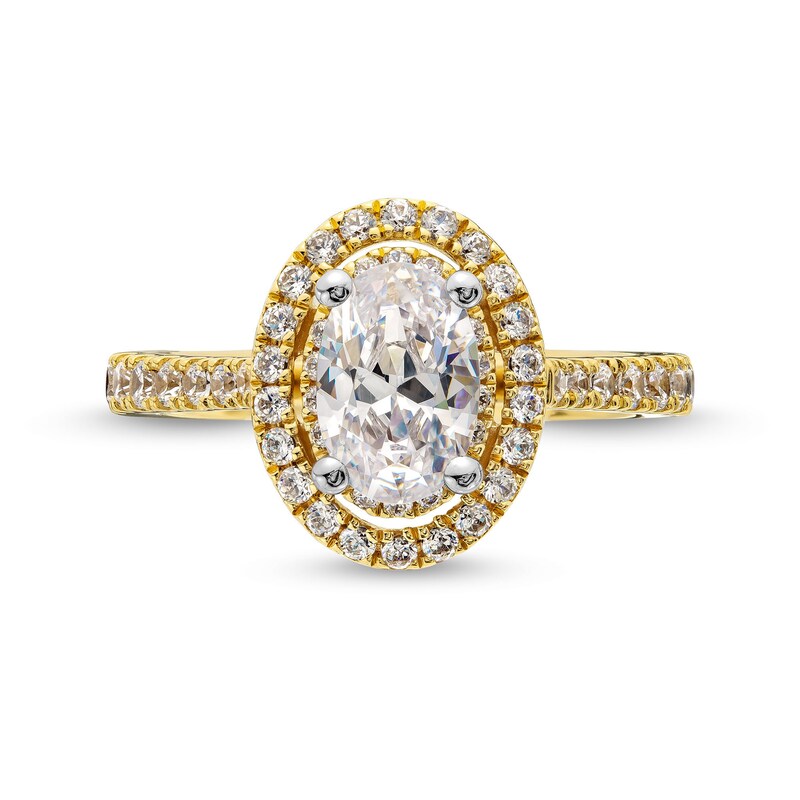 Main Image 4 of Vera Wang Love Collection 1-5/8 CT. T.W. Oval-Cut Framed Diamond Engagement Ring in 14K Gold (I/SI2)