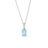 Thumbnail Image 1 of Emerald-Cut Aquamarine and 1/20 CT. T.W. Diamond Drop Pendant in 10K White Gold