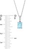 Thumbnail Image 3 of Emerald-Cut Aquamarine and 1/20 CT. T.W. Diamond Drop Pendant in 10K White Gold