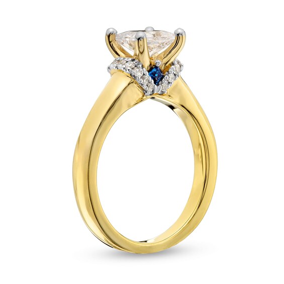 Vera Wang Love Collection 1-1/8 CT. T.w. Princess-Cut Diamond Collar Engagement Ring in 14K Gold (I/Si2)