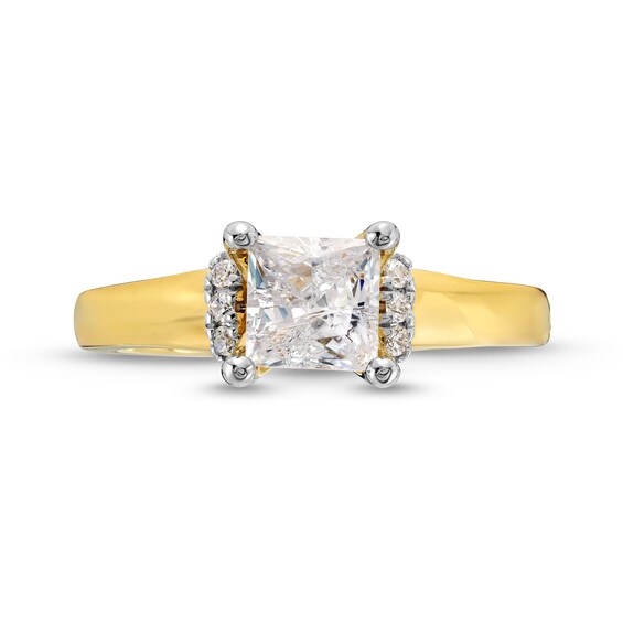 Vera Wang Love Collection 1-1/8 CT. T.w. Princess-Cut Diamond Collar Engagement Ring in 14K Gold (I/Si2)