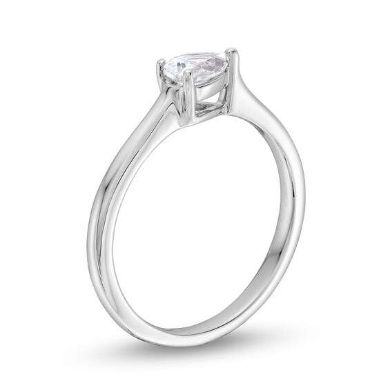 1/3 CT. Pear-Shaped Diamond Sideways Solitaire Engagement Ring in 14K White Gold (I/I1)