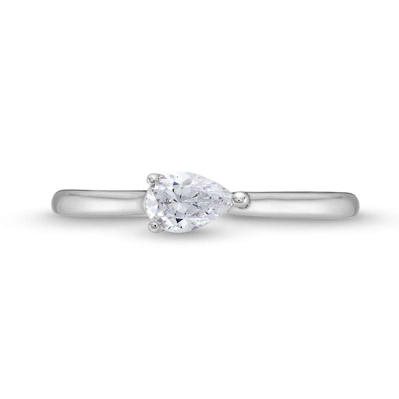 Main Image 4 of 1/3 CT. Pear-Shaped Diamond Sideways Solitaire Engagement Ring in 14K White Gold (I/I1)
