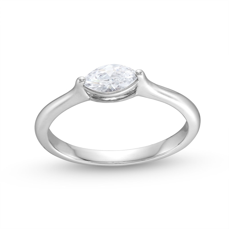 1/3 CT. Marquise Diamond Sideways Solitaire Engagement Ring in 14K White Gold (I/I1)