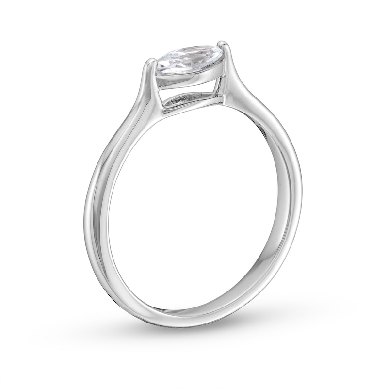 1/3 CT. Marquise Diamond Sideways Solitaire Engagement Ring in 14K White Gold (I/I1)