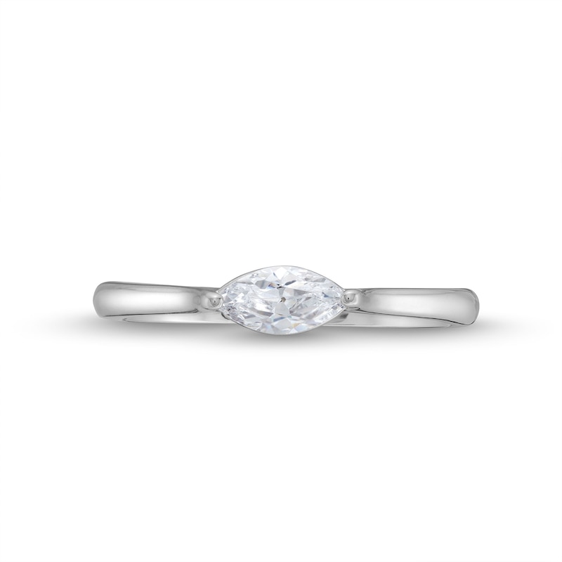 1/3 CT. Marquise Diamond Sideways Solitaire Engagement Ring in 14K White Gold (I/I1)