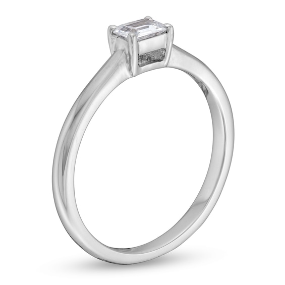 1/3 CT. Emerald-Cut Diamond Sideways Solitaire Engagement Ring in 14K White Gold (I/I1)