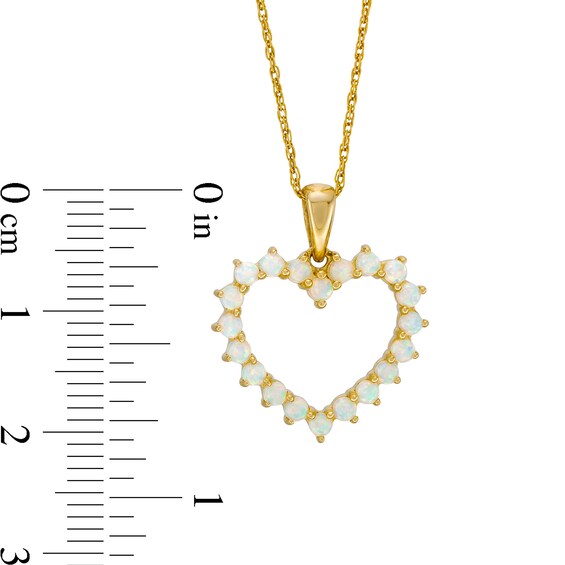 Lab-Created Opal Heart Outline Pendant in 10K Gold