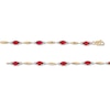 Thumbnail Image 2 of Oval Lab-Created Ruby, Diamond Accent and Rice Bead Alternating Bracelet in 10K Gold - 7.25"