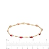 Thumbnail Image 3 of Oval Lab-Created Ruby, Diamond Accent and Rice Bead Alternating Bracelet in 10K Gold - 7.25"