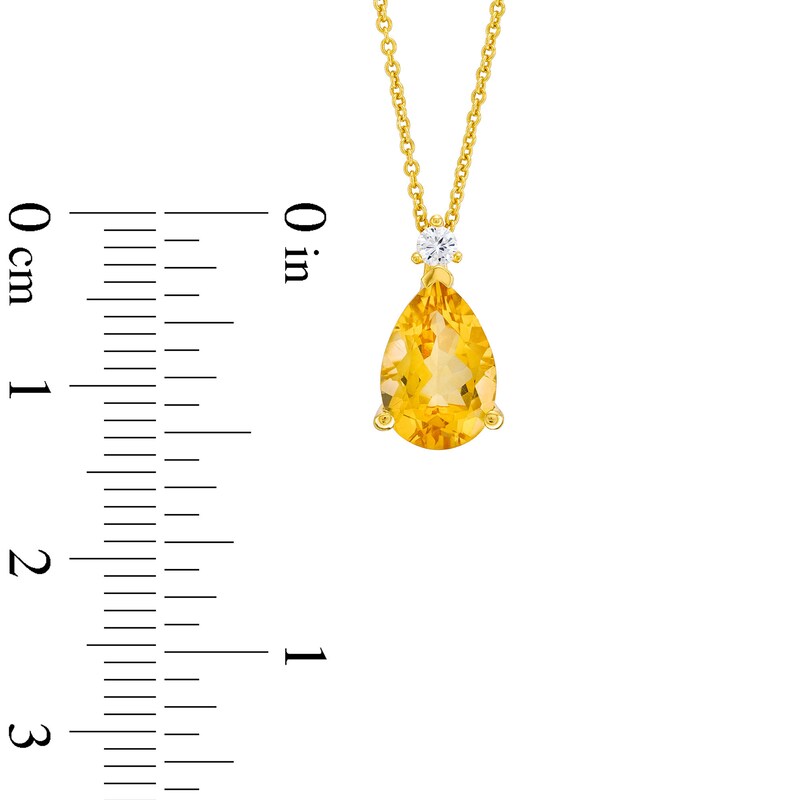 Main Image 3 of Pear-Shaped Citrine and 1/20 CT. Diamond Drop Pendant in 10K Gold