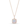 Thumbnail Image 1 of Cushion-Cut Opal and 1/6 CT. T.W. Diamond Frame Pendant in 10K Rose Gold