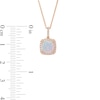 Thumbnail Image 3 of Cushion-Cut Opal and 1/6 CT. T.W. Diamond Frame Pendant in 10K Rose Gold