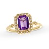 Thumbnail Image 0 of Princess-Cut Amethyst and 1/10 CT. T.W. Diamond Open Octagon Frame Ring in 10K Gold