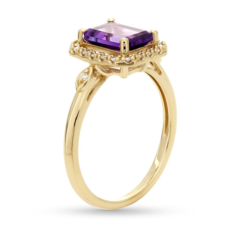 Princess-Cut Amethyst and 1/10 CT. T.W. Diamond Open Octagon Frame Ring in 10K Gold