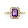 Thumbnail Image 4 of Princess-Cut Amethyst and 1/10 CT. T.W. Diamond Open Octagon Frame Ring in 10K Gold