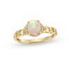 Thumbnail Image 1 of Oval Opal and 1/20 CT. T.W. Diamond Collar Curb Chain Shank Ring in 10K Gold
