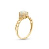 Thumbnail Image 3 of Oval Opal and 1/20 CT. T.W. Diamond Collar Curb Chain Shank Ring in 10K Gold