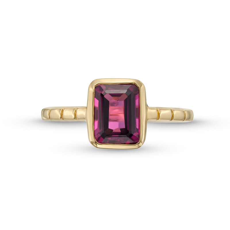 Main Image 4 of Emerald-Cut Rhodolite Garnet Fashion Ring in 10K Rose Gold