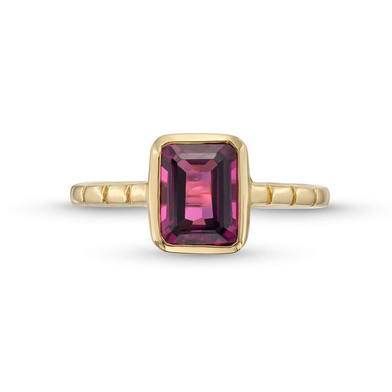 Emerald-Cut Rhodolite Garnet Fashion Ring in 10K Rose Gold