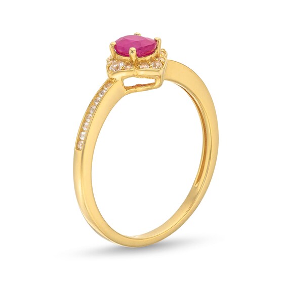 Oval Certified Ruby and 1/6 CT. T.w. Diamond Flower Frame Ring in 10K Gold
