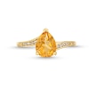 Thumbnail Image 3 of Pear-Shaped Citrine and 1/15 CT. T.W. Diamond Bypass Ring 10K Gold