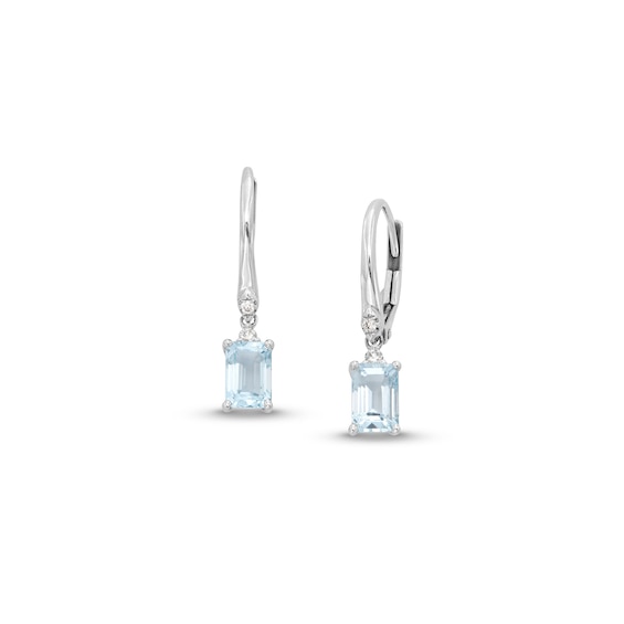 Oval-Cut Aquamarine and 1/20 CT. T.w. Diamond Drop Earrings in 10K White Gold