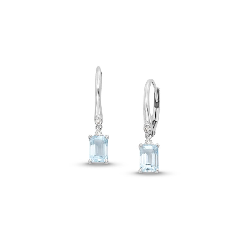 Oval-Cut Aquamarine and 1/20 CT. T.W. Diamond Drop Earrings in 10K White Gold