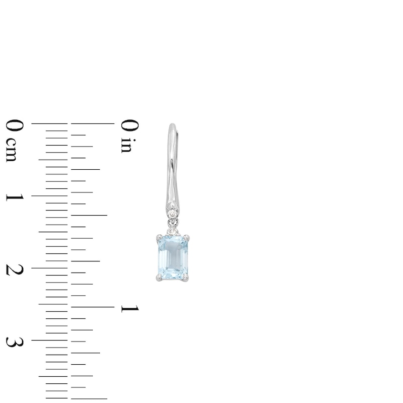 Main Image 3 of Oval-Cut Aquamarine and 1/20 CT. T.W. Diamond Drop Earrings in 10K White Gold