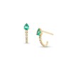 Thumbnail Image 1 of Pear-Shaped Emerald and 1/15 CT. T.W. Diamond J-Hoop Earrings in 10K Gold