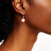 Thumbnail Image 2 of Cushion-Cut Lab-Created Opal, Pink Lab-Created Sapphire and 1/4 CT. T.W. Diamond Floral Drop Earrings in 10K Rose Gold