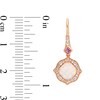 Thumbnail Image 2 of Cushion-Cut Lab-Created Opal, Pink Lab-Created Sapphire and 1/4 CT. T.W. Diamond Floral Drop Earrings in 10K Rose Gold