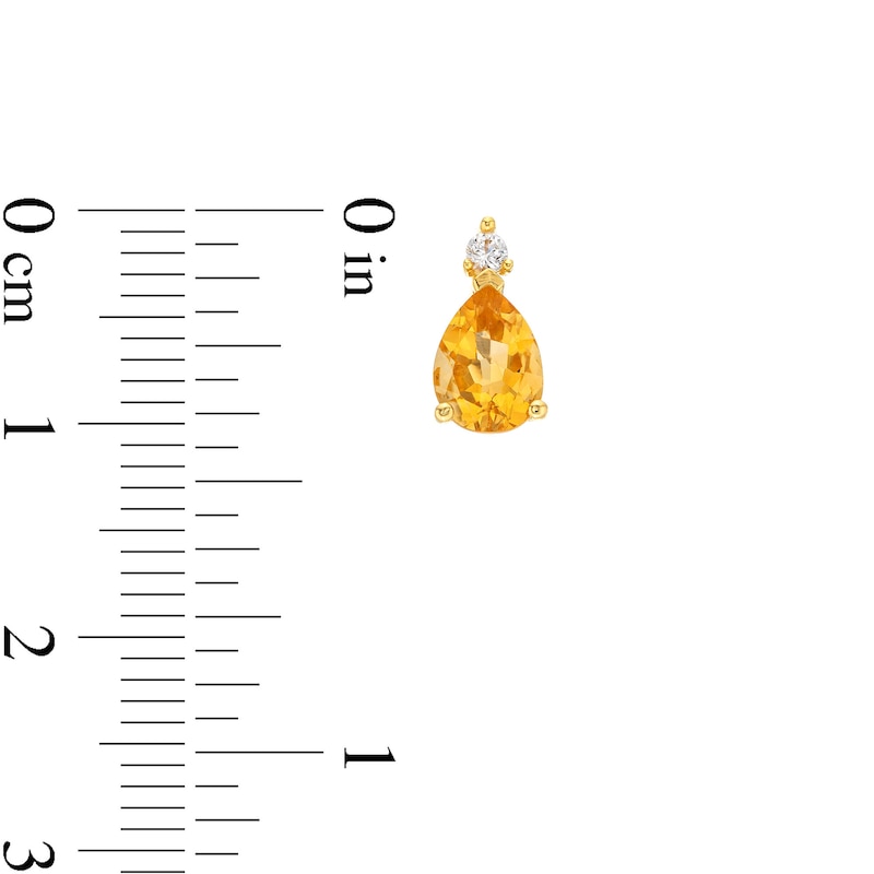 Main Image 3 of Pear-Shaped Citrine and 1/20 CT. T.W. Diamond Stud Earrings 10K Gold