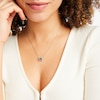 Thumbnail Image 1 of Asscher-Cut London Blue Topaz and 1/10 CT. T.W. Diamond Concave Frame Necklace in 10K Gold