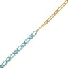 Thumbnail Image 1 of Oval and Round Swiss Blue Topaz with Paper Clip Chain Half-and-Half Bracelet in 10K Gold - 7.25"