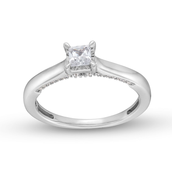 1/2 CT. T.w. Princess-Cut Diamond Edge Engagement Ring in 14K White Gold (I/I2)