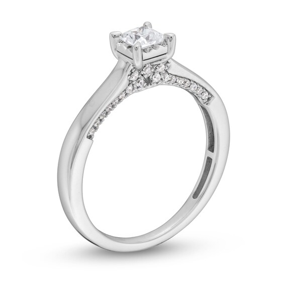 1/2 CT. T.w. Princess-Cut Diamond Edge Engagement Ring in 14K White Gold (I/I2)