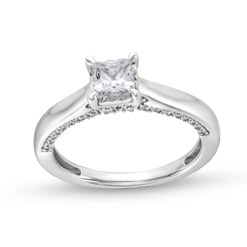 Main Image 1 of 1 CT. T.W. Princess-Cut Diamond Edge Engagement Ring in 14K White Gold (I/I2)