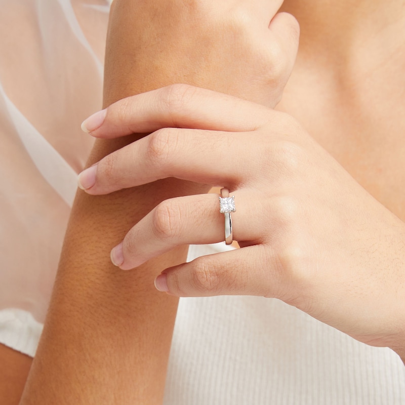 Main Image 2 of 1 CT. T.W. Princess-Cut Diamond Edge Engagement Ring in 14K White Gold (I/I2)