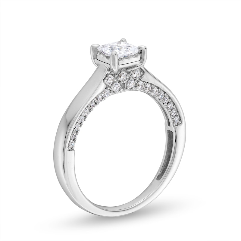 Main Image 3 of 1 CT. T.W. Princess-Cut Diamond Edge Engagement Ring in 14K White Gold (I/I2)