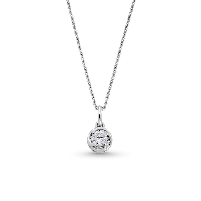 Main Image 1 of 1/4 CT. Diamond Solitaire Swirl Frame Pendant in 10K White Gold