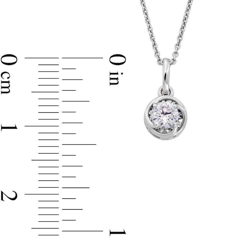 Main Image 3 of 1/4 CT. Diamond Solitaire Swirl Frame Pendant in 10K White Gold