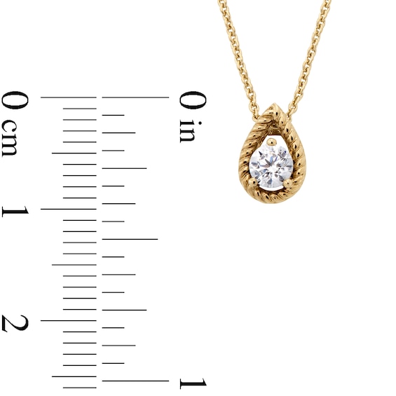1/5 CT. Diamond Solitaire Rope-Textured Pear-Shaped Frame Pendant in 10K Gold