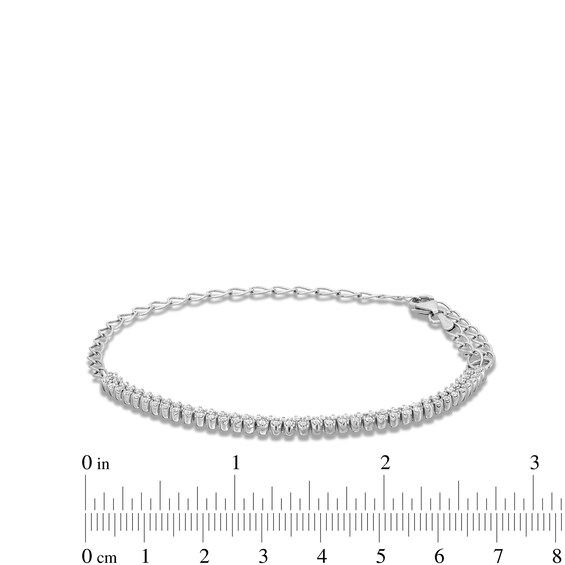 1/2 CT. T.w. Diamond Double Row Half-and-Half Chain Bracelet in 10K White Gold - 9"