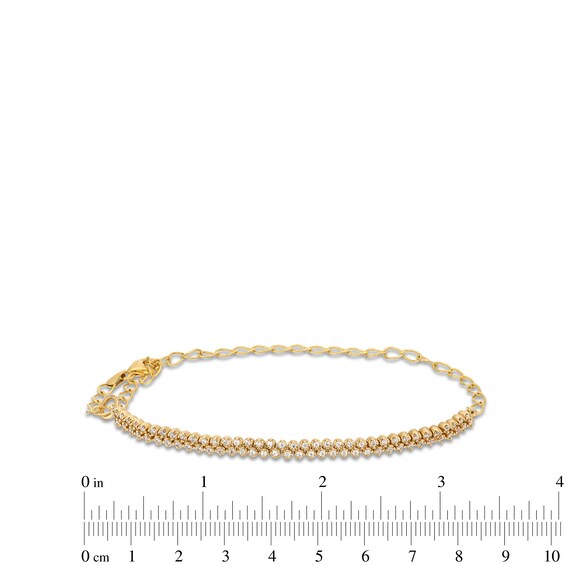 1/2 CT. T.w. Diamond Double Row Half-and-Half Chain Bracelet in 10K Gold - 9"