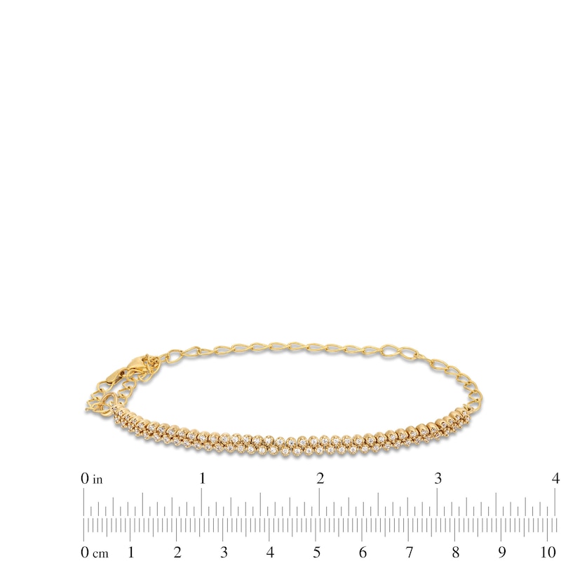 Main Image 3 of 1/2 CT. T.W. Diamond Double Row Half-and-Half Chain Bracelet in 10K Gold - 9"