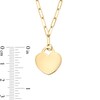 Thumbnail Image 2 of Heart-Shaped Disc Paper Clip Link Chain Necklace in Hollow 10K Gold - 17.75"