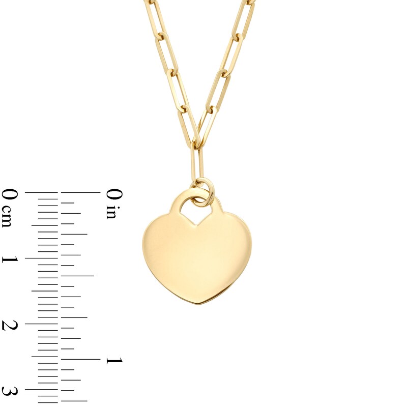Main Image 3 of Heart-Shaped Disc Paper Clip Link Chain Necklace in Hollow 10K Gold - 17.75"