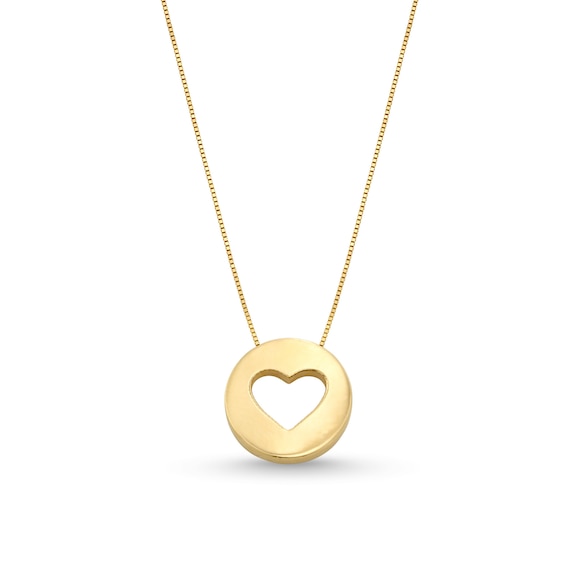 Heart Cutout Disc Pendant in 10K Gold