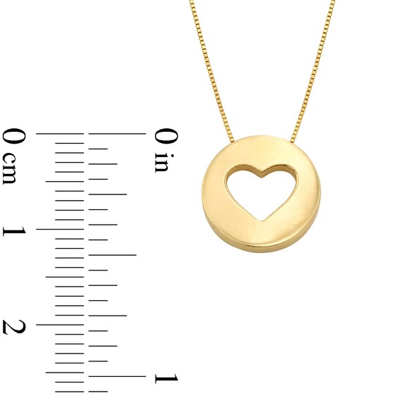Heart Cutout Disc Pendant in 10K Gold